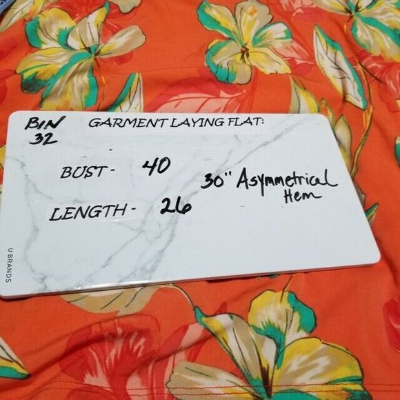 SUSAN GRAVER Women's Orange Bright Floral Asymmetrical Hem Tunic Blouse Top - Picture 5 of 5